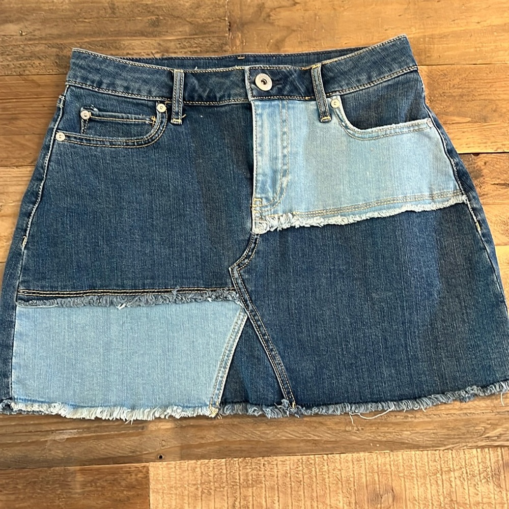 American Rag Cie DENIM Jean PATCHWORK Mini SKIRT Size 1